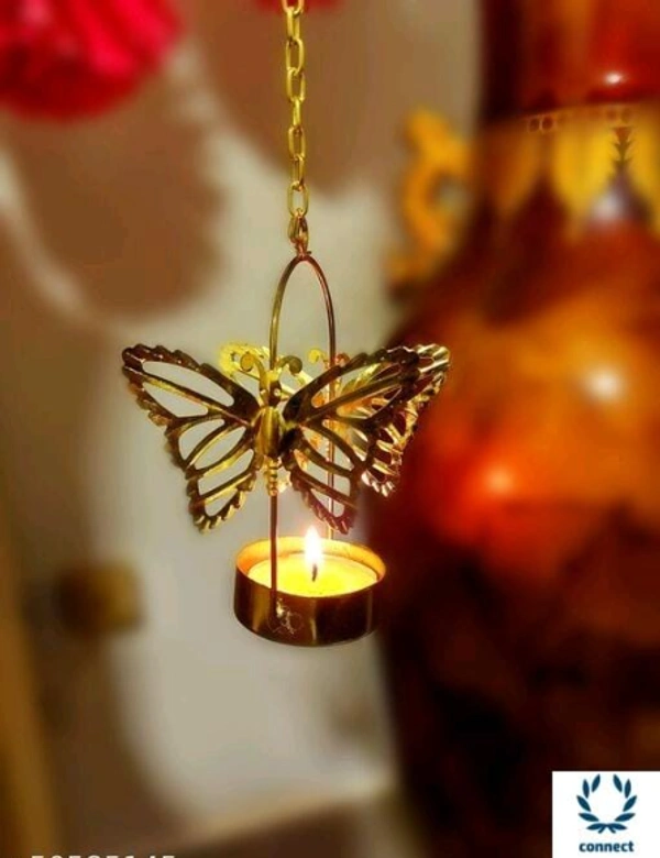 Golden Butterfly Hanging Candle Holder-Set of 5 - Metal, Multipack:5